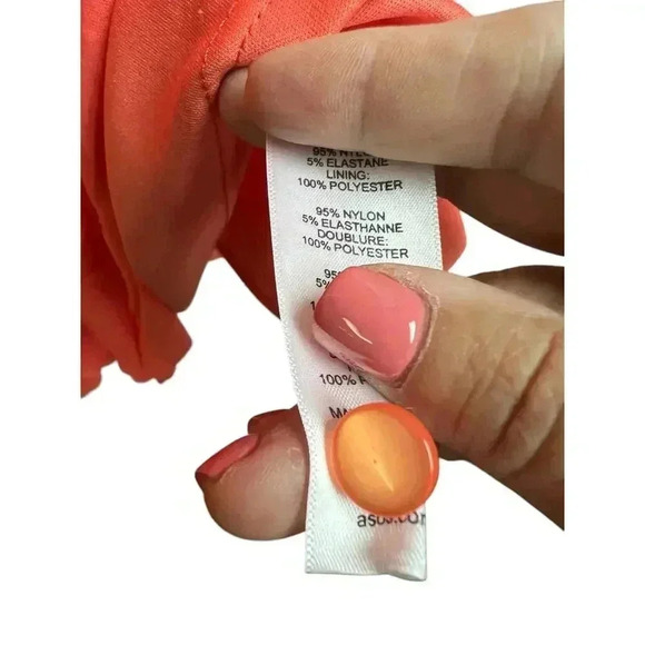 Asos Maternity Mesh Keyhole Dress Peach/Orange Size 6 - Picture 8 of 14